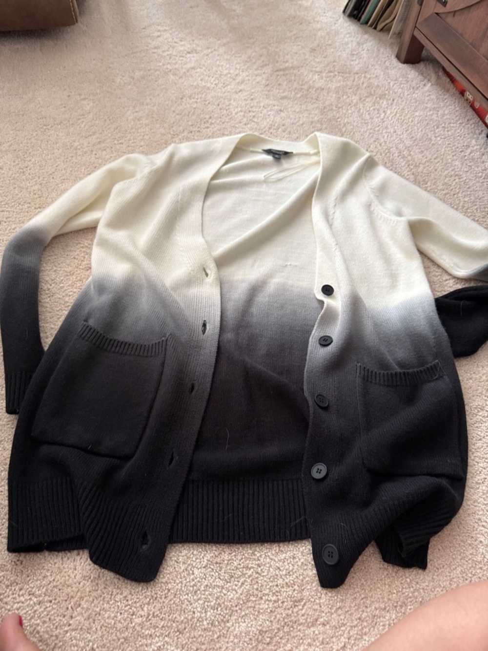 Simply Vera Vera Wang Cream to Black Ombre Button Cardigan